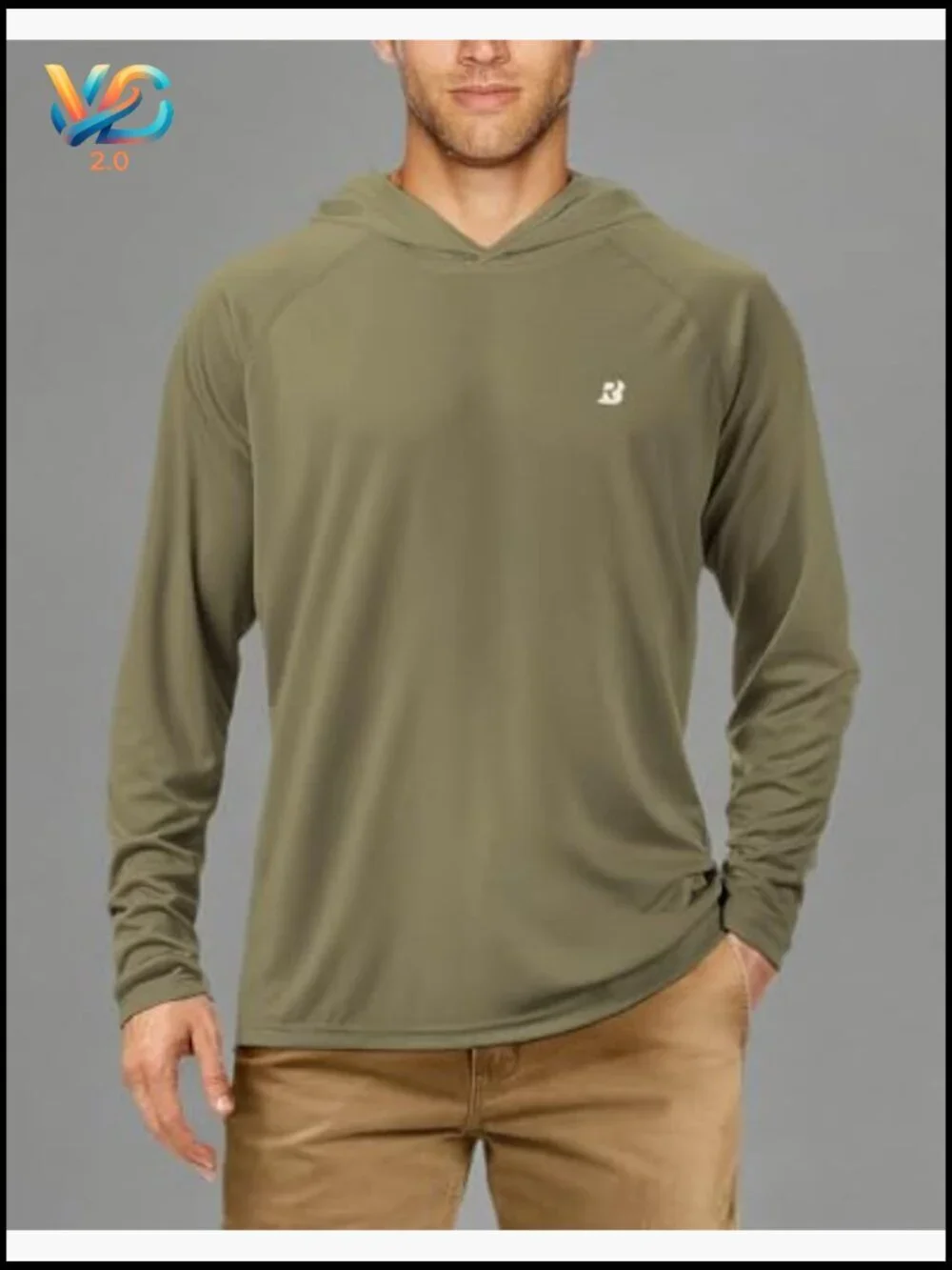 UPF 50+ Long Sleeve Sun Protection Fishing Hoodie Rash Guard for Men